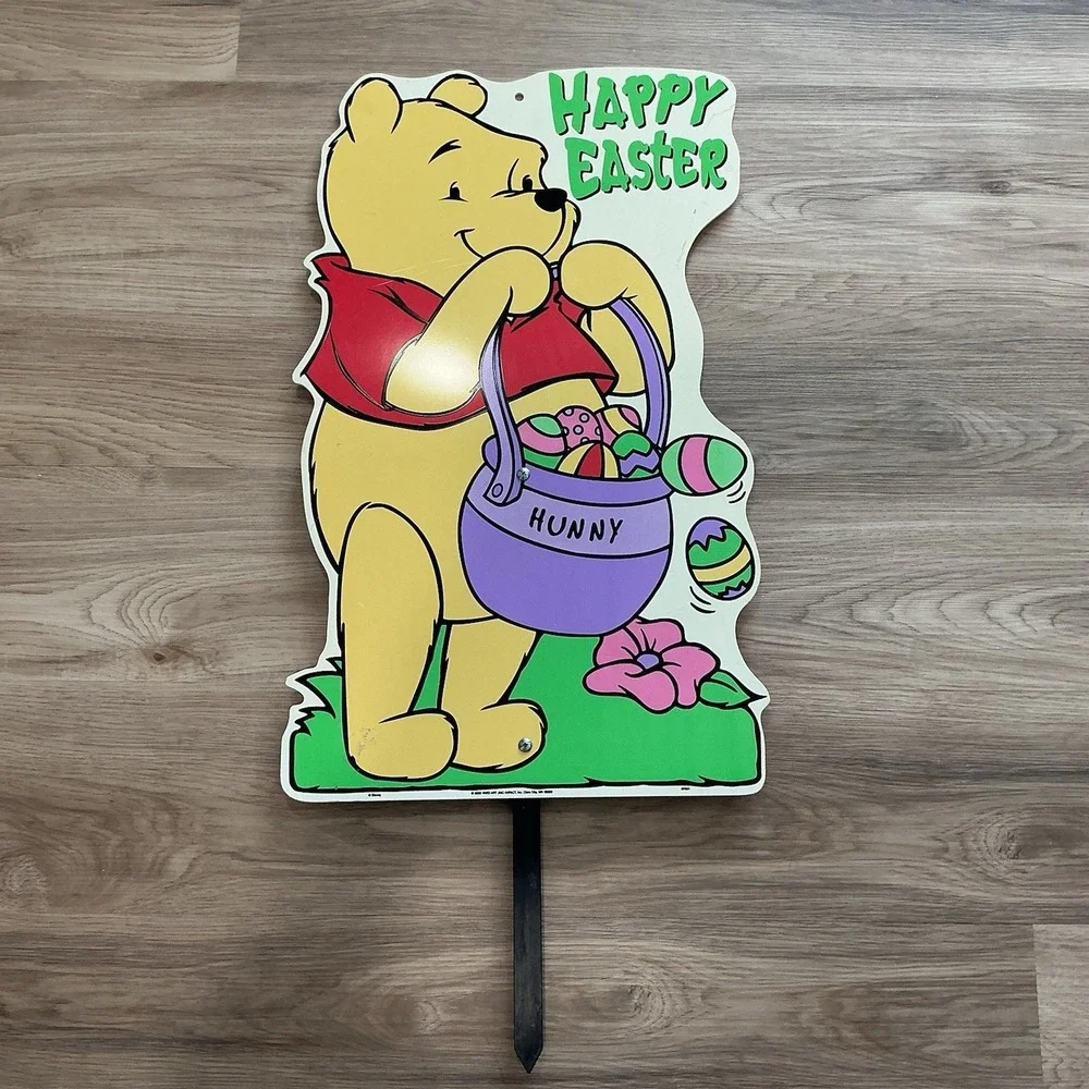 Vintage 2002 Disney Winnie‎ The Pooh Happy Easter Yard Art Sign 26